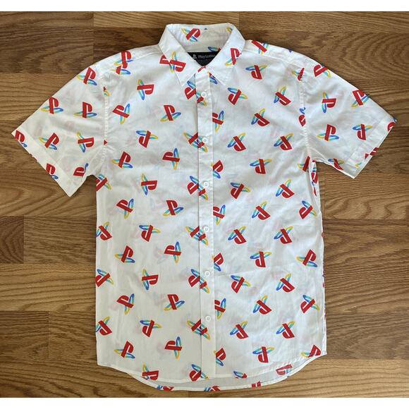 Sony PlayStation Button Front Front Logo Shirt Mens Medium White - Picture 1 of 4